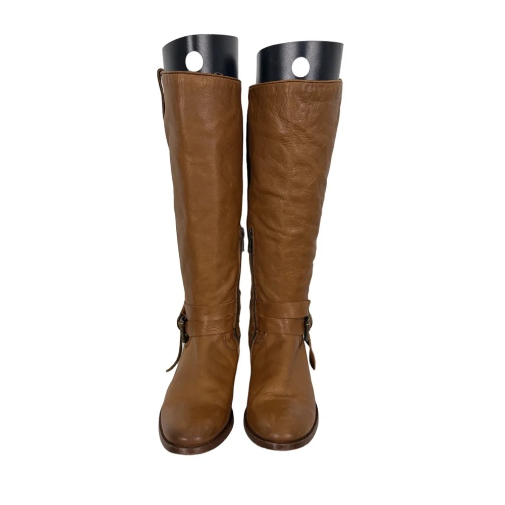 Frye Melissa Knotted Tall Riding Boots Sz 6.5B Leather Camel Brown Retail $400